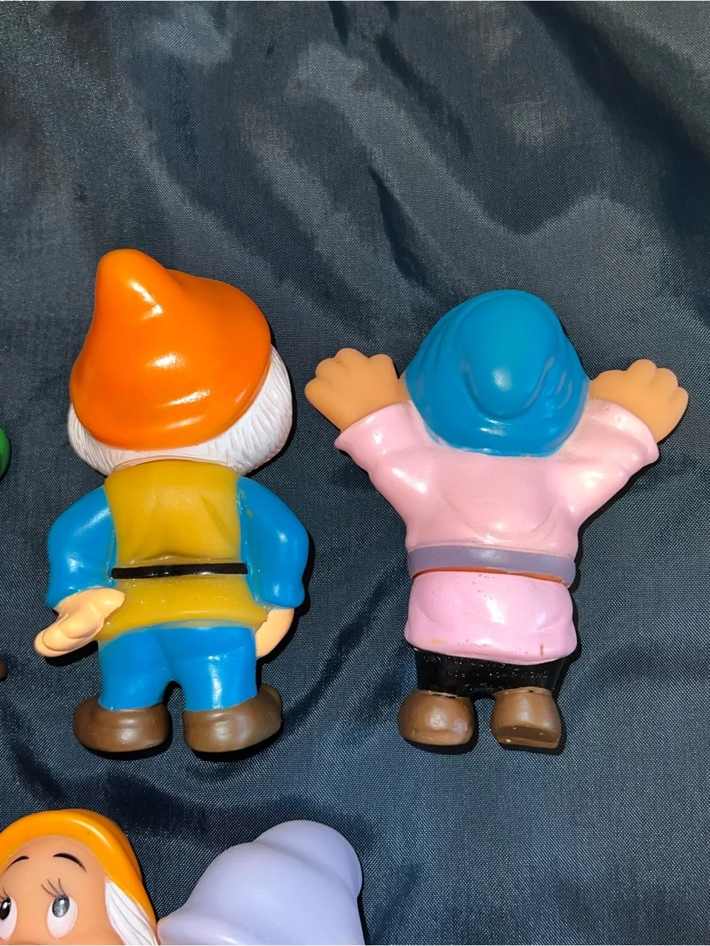1970s 80s 7 Dwarfs Set 5” Vinyl Squeaky Figures Snow White Vintage Walt Disney
